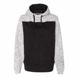 J America 8676 Melange Fleece Colorblocked Hooded Sweatshirt