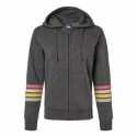 MV Sport W22732 Women's Striped Sleeves Full-Zip Hooded Sweatshirt