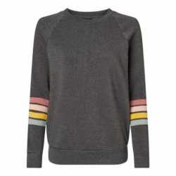 MV Sport W23152 Women's Striped Sleeves Crewneck Sweatshirt