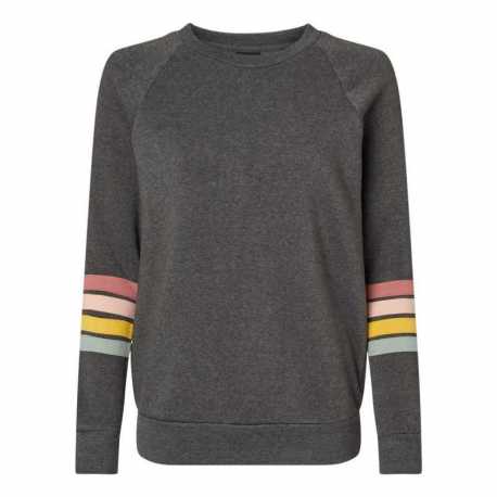 MV Sport W23152 Women's Striped Sleeves Crewneck Sweatshirt