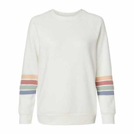 MV Sport W23152 Women's Striped Sleeves Crewneck Sweatshirt