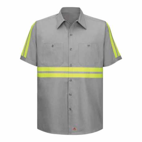 Red Kap SC40ET Enhanced Visibility Short Sleeve Cotton Work Shirt - Tall Sizes