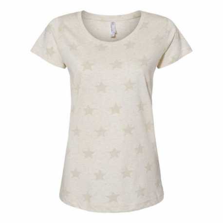 Code Five 3629 Women's Star Print Scoop Neck Tee