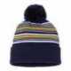 Sportsman SP60 12" Striped Pom-Pom Cuffed Beanie