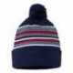 Sportsman SP60 12" Striped Pom-Pom Cuffed Beanie