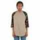 Shaka Wear SHRAGCM Adult Three-Quarter Sleeve Camo Raglan T-Shirt