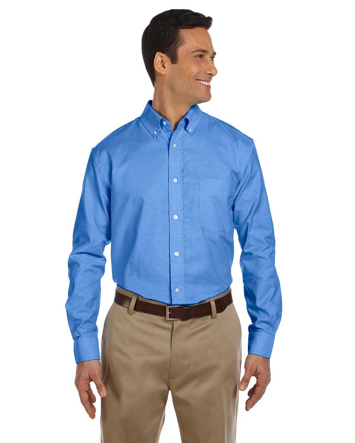 Harriton M600 Men's Long-Sleeve Oxford with Stain-Release ...