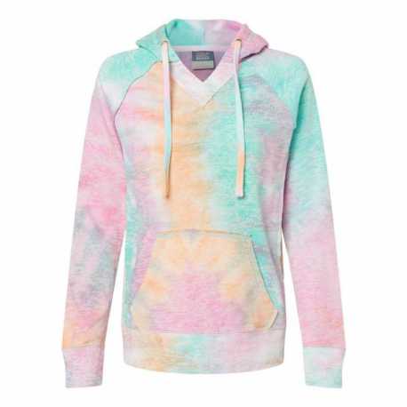 MV Sport W1162 Women's Courtney Burnout V-Notch Hooded Sweatshirt