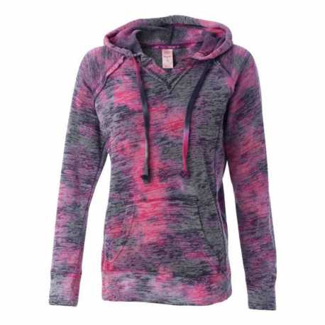 MV Sport W1162 Women's Courtney Burnout V-Notch Hooded Sweatshirt