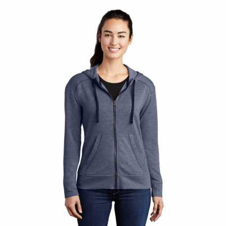 Sport-Tek LST293 Ladies PosiCharge Tri-Blend Wicking Fleece Full-Zip Hooded Jacket