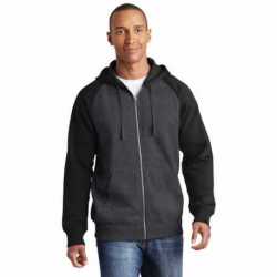 Sport-Tek ST269 Raglan Colorblock Full-Zip Hooded Fleece Jacket