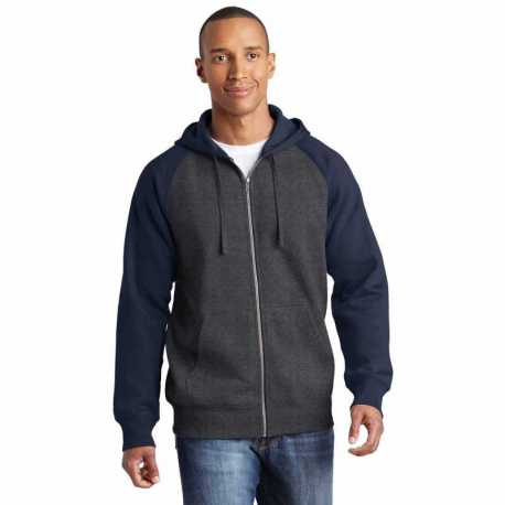 Sport-Tek ST269 Raglan Colorblock Full-Zip Hooded Fleece Jacket