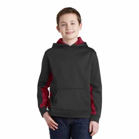 Sport-Tek YST239 Youth Sport-Wick CamoHex Fleece Colorblock Hooded Pullover