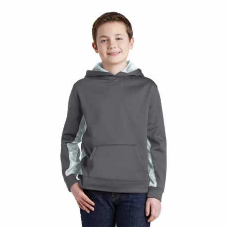 Sport-Tek YST239 Youth Sport-Wick CamoHex Fleece Colorblock Hooded Pullover