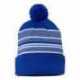 Sportsman SP60 12" Striped Pom-Pom Cuffed Beanie