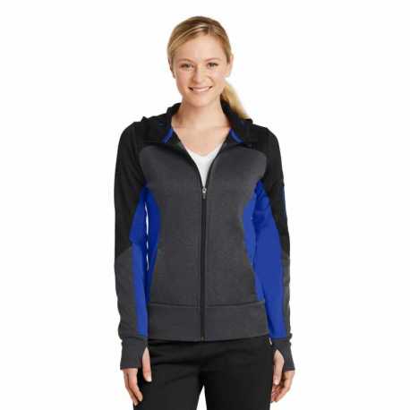 Sport-Tek LST245 Ladies Tech Fleece Colorblock Full-Zip Hooded Jacket