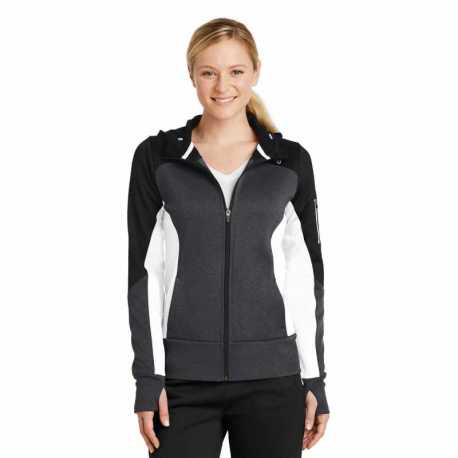 Sport-Tek LST245 Ladies Tech Fleece Colorblock Full-Zip Hooded Jacket