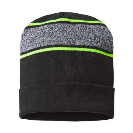 CAP AMERICA RKV12 USA-Made Variegated Striped Cuffed Beanie