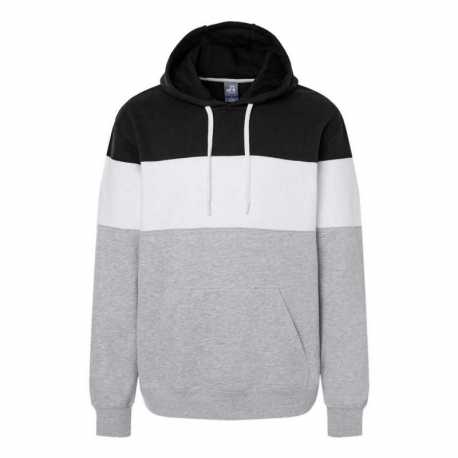 J America 8644 Varsity Fleece Colorblocked Hooded Sweatshirt