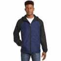 Sport-Tek JST40 Heather Colorblock Raglan Hooded Wind Jacket