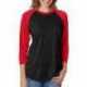 Next Level Apparel 6051 Unisex Triblend Three-Quarter Sleeve Raglan