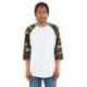 Shaka Wear SHRAGCM Adult Three-Quarter Sleeve Camo Raglan T-Shirt