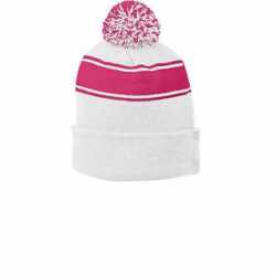 Sport-Tek STC28 Stripe Pom Pom Beanie