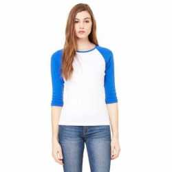 Bella + Canvas B2000 Ladies Baby Rib Three-QuarterSleeve Contrast Raglan T-Shirt