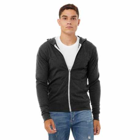 Bella + Canvas 3939 Unisex Triblend Full-Zip Lightweight Hoodie