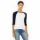 Bella + Canvas B2000 Ladies Baby Rib Three-QuarterSleeve Contrast Raglan T-Shirt