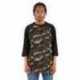 Shaka Wear SHRAGCM Adult Three-Quarter Sleeve Camo Raglan T-Shirt