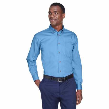 Harriton M500 Men's Easy Blend Long-Sleeve Twill Shirt with Stain-Release