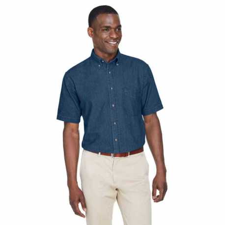 Harriton M550S Men's Short-Sleeve Denim Shirt