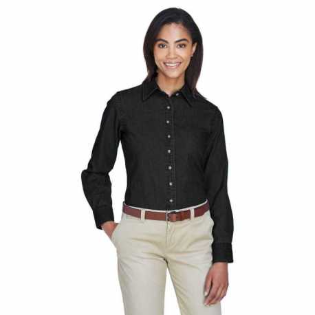 Harriton M550W Ladies Long-Sleeve Denim Shirt