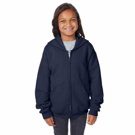 Hanes P480 Youth EcoSmart Full-Zip Hooded Sweatshirt