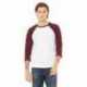 Bella + Canvas 3200 Unisex Three-Quarter Sleeve Baseball T-Shirt