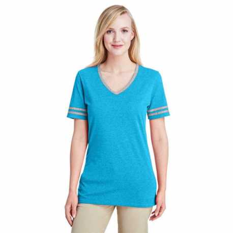 Jerzees 602WVR Ladies TRI-BLEND Varsity V-Neck T-Shirt