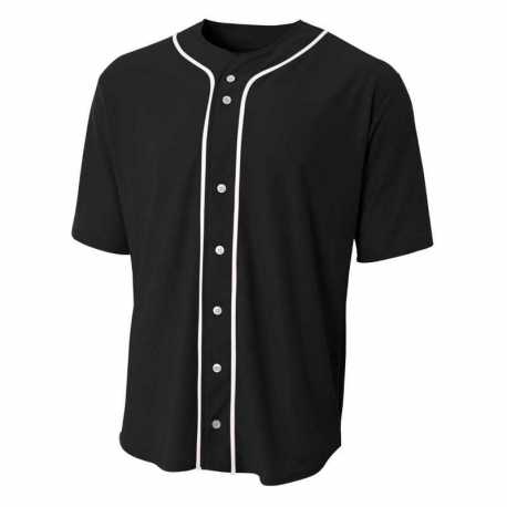 A4 N4184 Short Sleeve Full Button Baseball Top