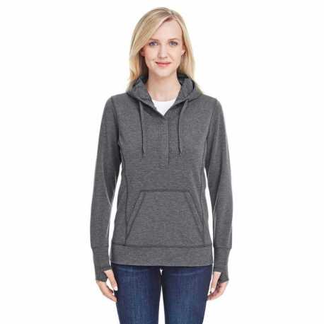 J America JA8431 Ladies Omega Stretch Snap-Placket Hooded Sweatshirt