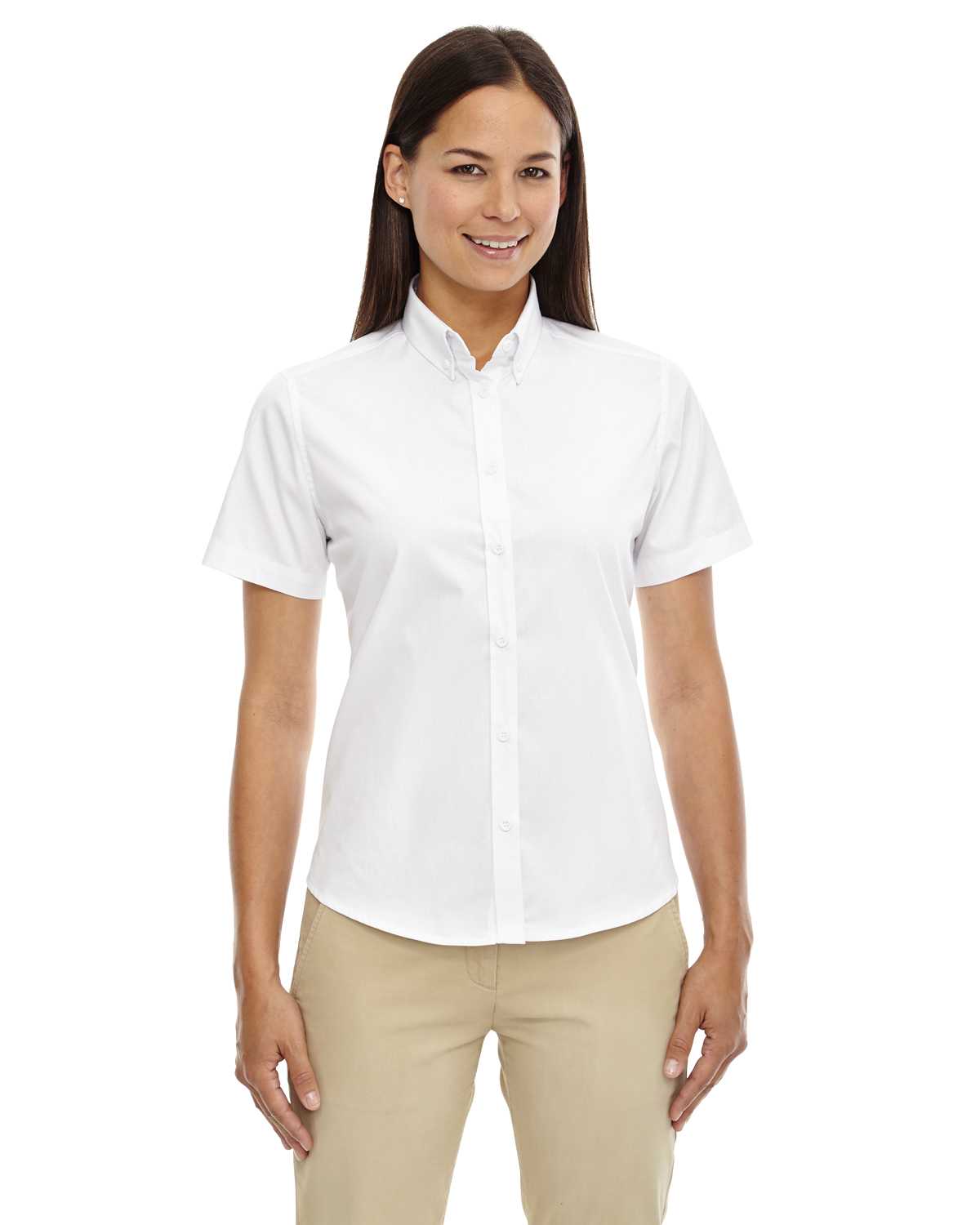 Core365 78194 Ladies' Optimum Short-Sleeve Twill Shirt | ApparelChoice.com