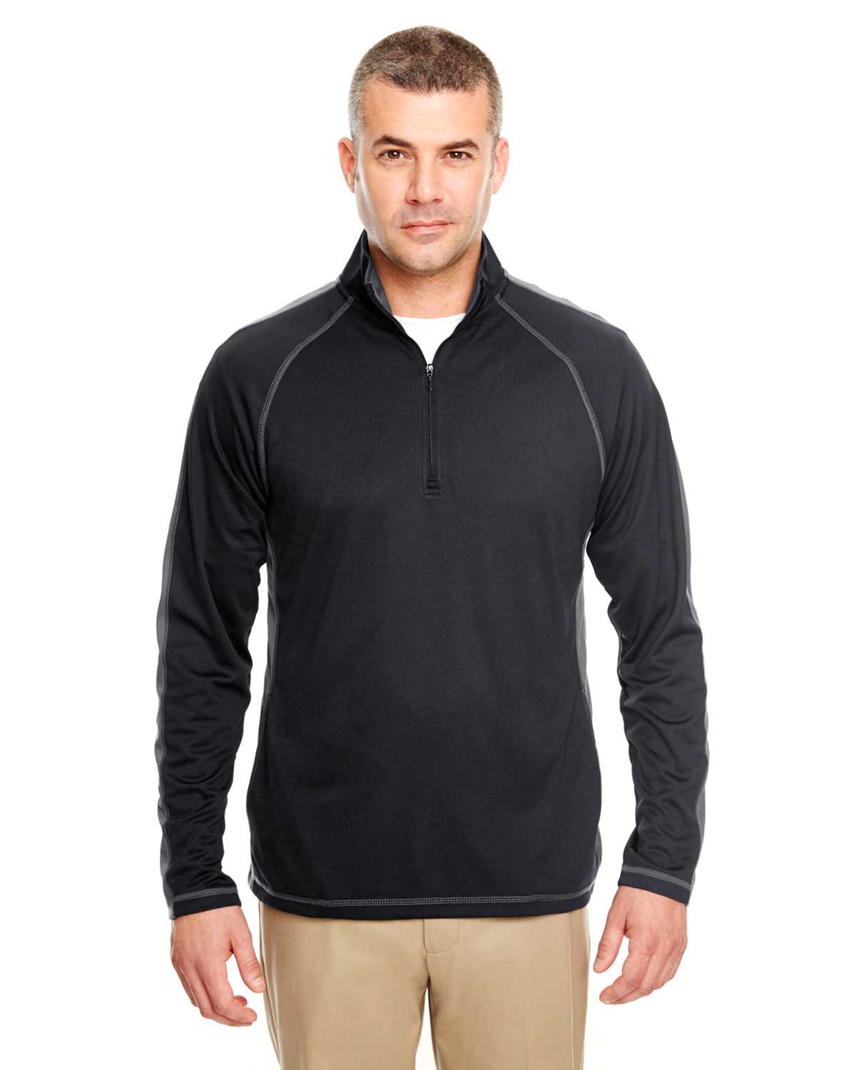 UltraClub 8398 Adult Cool & Dry Sport Quarter-Zip Pullover with Side ...