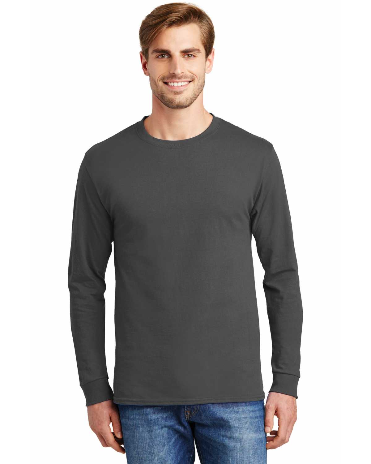 Hanes 5586 Tagless 100% Cotton Long Sleeve T-Shirt on discount ...
