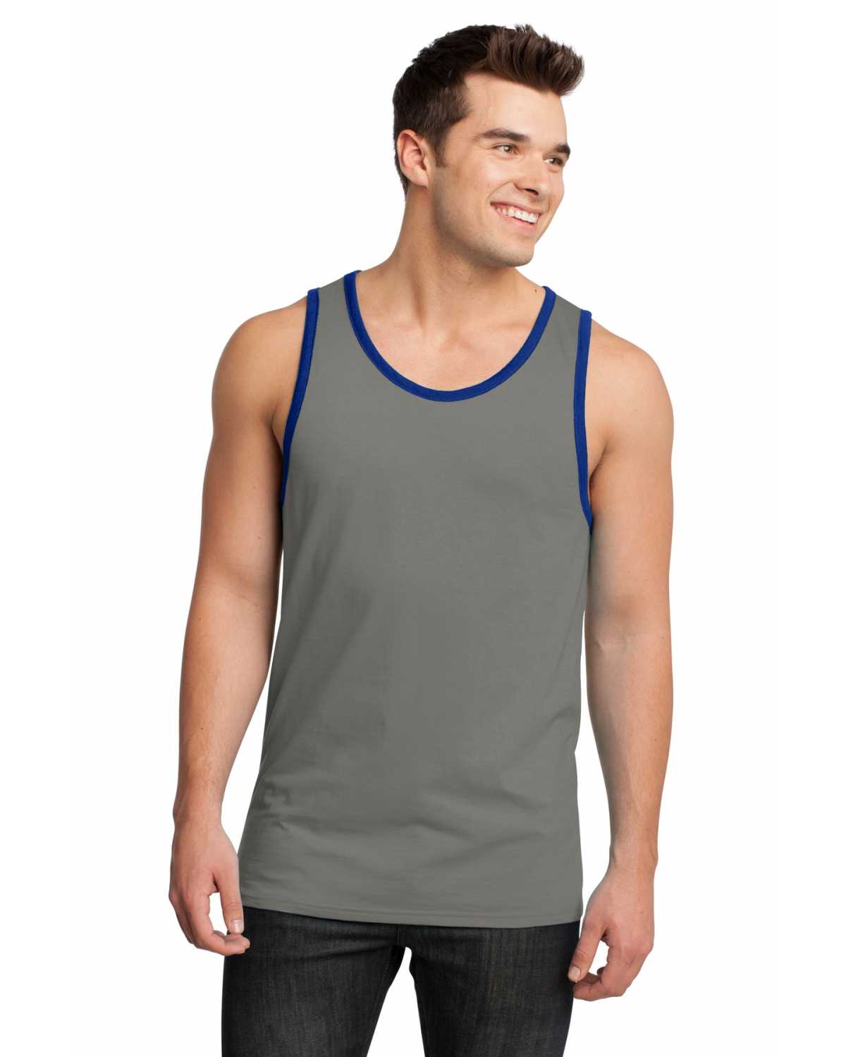 District DT1500 Young Mens Cotton Ringer Tank on discount ...