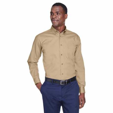 Harriton M500T Men's Tall Easy Blend Long-Sleeve Twill Shirt with Stain-Release