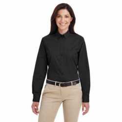 Harriton M581W Ladies Foundation Cotton Long-Sleeve Twill Shirt with Teflon