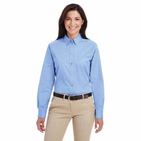 Harriton M581W Ladies Foundation Cotton Long-Sleeve Twill Shirt with Teflon