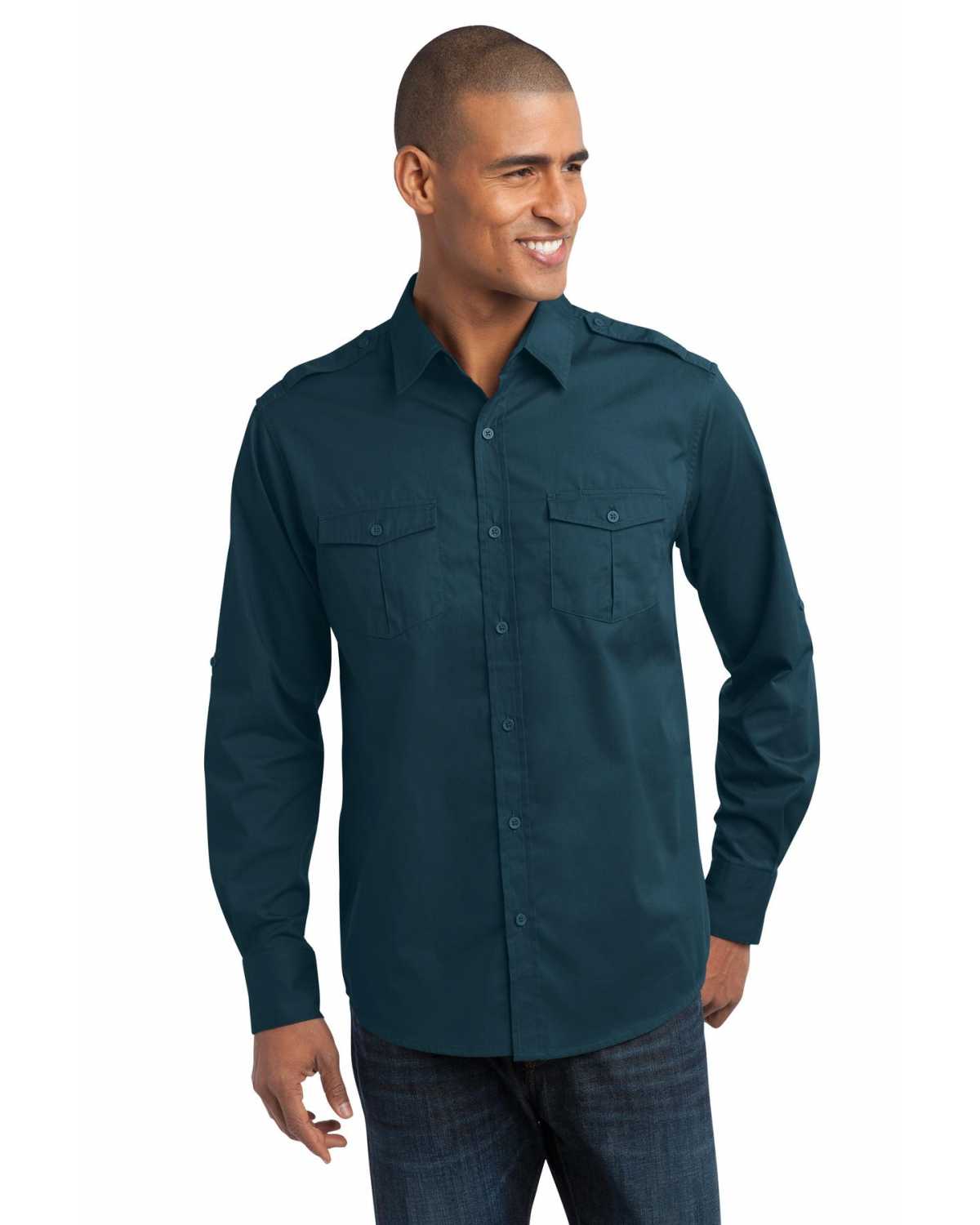Port Authority S649 Stain-Release Roll Sleeve Twill Shirt on discount ...