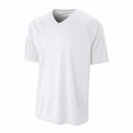 A4 N3373 Adult Polyester V-Neck Strike Jersey with Contrast Sleeve