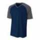 A4 N3373 Adult Polyester V-Neck Strike Jersey with Contrast Sleeve