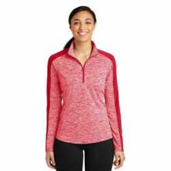 Sport-Tek LST397 Ladies PosiCharge Electric Heather Colorblock 1/4-Zip Pullover